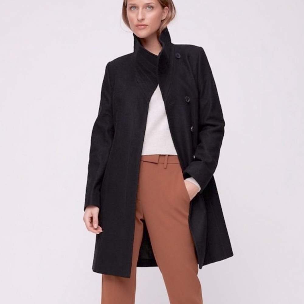 Aritzia Babaton Cristobal Wool Pea Coat Black XXSmall